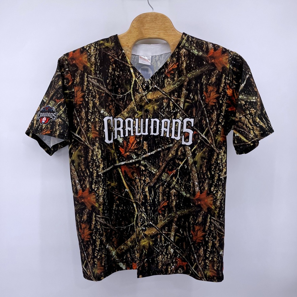 Hickory Crawdads Minor League Baseball Camo Jersey John Deere Promo Men's 2XL